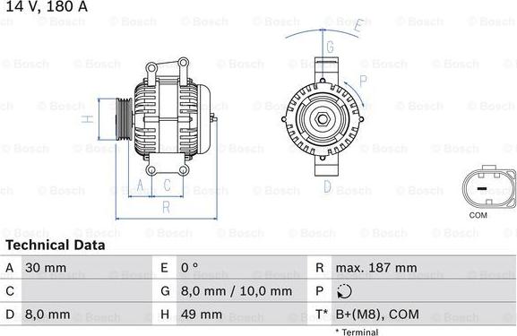 BOSCH 0 986 048 820 - Генератор parts5.com