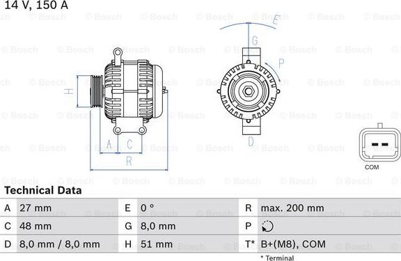 BOSCH 0 986 048 740 - Генератор parts5.com