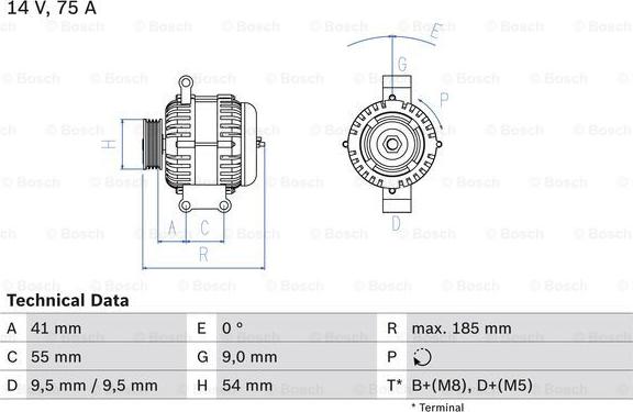 BOSCH 0 986 048 781 - Генератор parts5.com