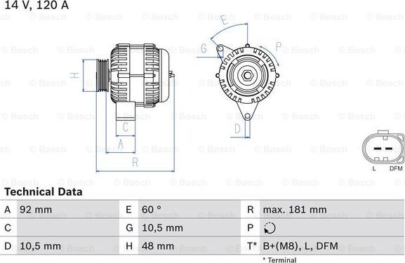 BOSCH 0 986 042 540 - Генератор parts5.com