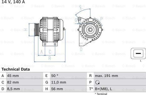 BOSCH 0 986 042 840 - Генератор parts5.com