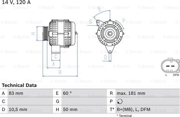 BOSCH 0 986 047 540 - Генератор parts5.com