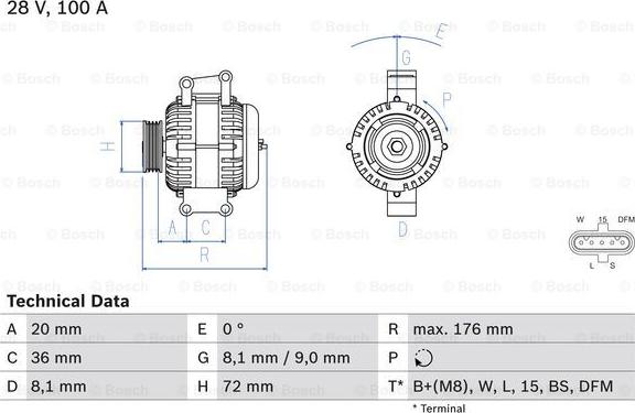 BOSCH 0 986 047 820 - Генератор parts5.com