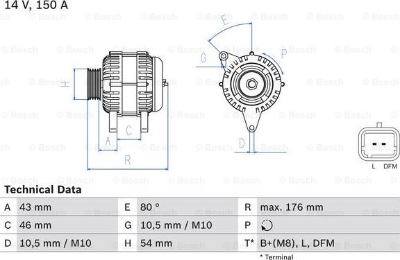 BOSCH 0 986 047 360 - Генератор parts5.com