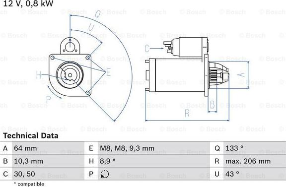 BOSCH 0 986 019 301 - Motor de arranque parts5.com