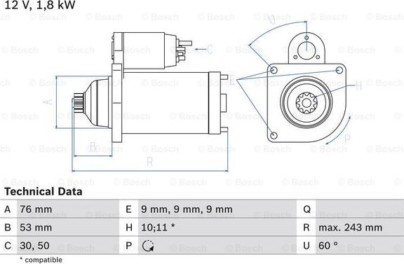 BOSCH 0 986 016 990 - Motor de arranque parts5.com