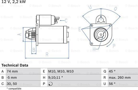 BOSCH 0 986 016 950 - Стартер parts5.com