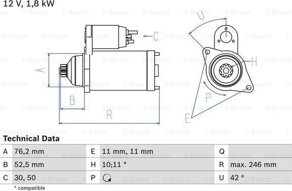 BOSCH 0 986 016 980 - Стартер parts5.com