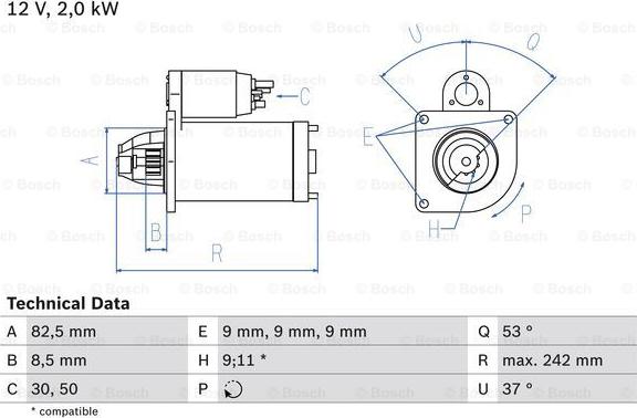 BOSCH 0 986 018 450 - Motor de arranque parts5.com