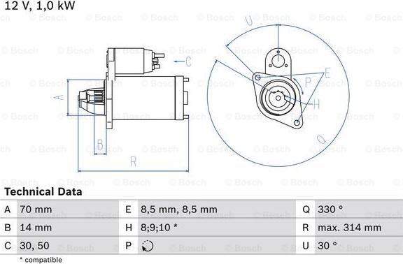 BOSCH 0 986 018 570 - Motor de arranque parts5.com