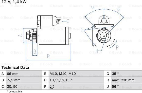 BOSCH 0 986 018 310 - Стартер parts5.com