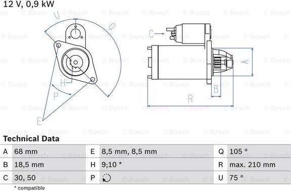 BOSCH 0 986 017 120 - Motor de arranque parts5.com