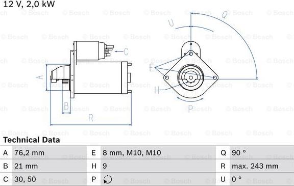 BOSCH 0 986 017 300 - Стартер parts5.com