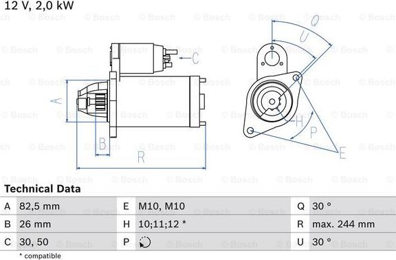 BOSCH 0 986 017 260 - Motor de arranque parts5.com