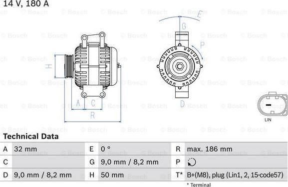 BOSCH 0 986 084 590 - Генератор parts5.com