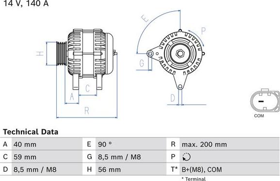 BOSCH 0 986 085 040 - Генератор parts5.com