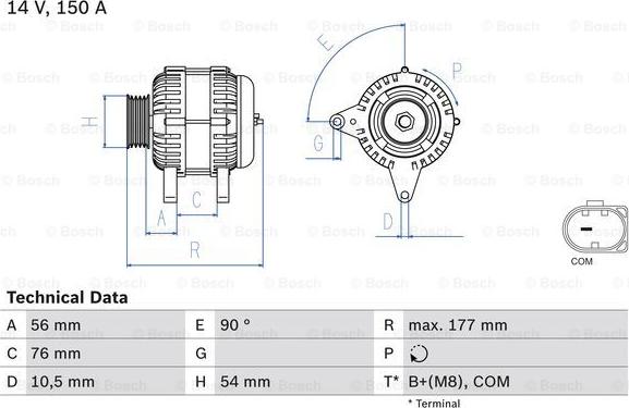 BOSCH 0 986 080 580 - Генератор parts5.com