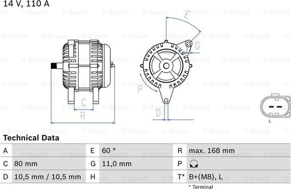 BOSCH 0 986 080 060 - Генератор parts5.com