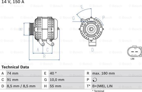 BOSCH 0 986 080 810 - Генератор parts5.com