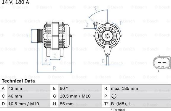 BOSCH 0 986 081 390 - Генератор parts5.com