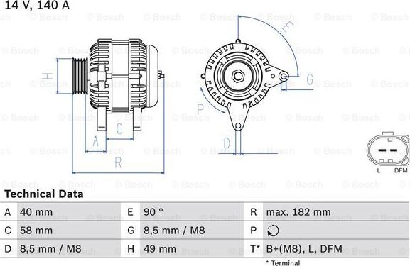 BOSCH 0 986 083 050 - Генератор parts5.com