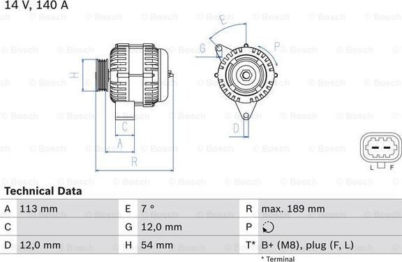 BOSCH 0 986 083 820 - Генератор parts5.com