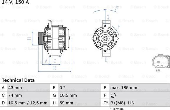 BOSCH 0 986 082 580 - Генератор parts5.com