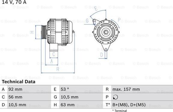 BOSCH 0 986 039 760 - Генератор parts5.com