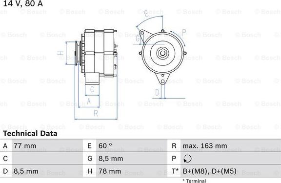 BOSCH 0 986 034 170 - Генератор parts5.com