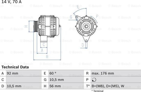 BOSCH 0 986 036 820 - Генератор parts5.com