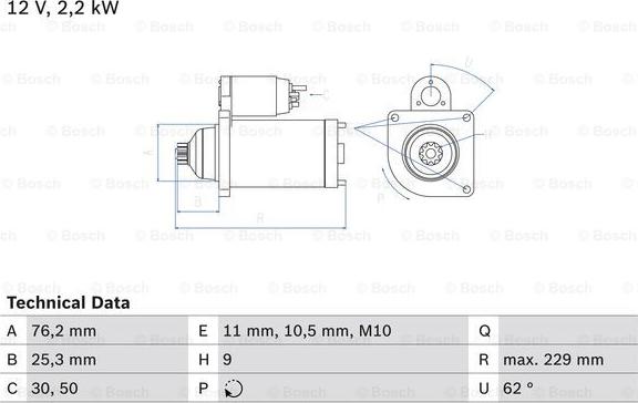 BOSCH 0 986 024 050 - Motor de arranque parts5.com