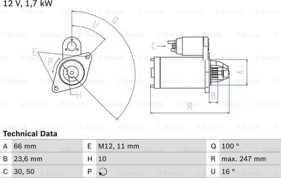 BOSCH 0 986 024 030 - Стартер parts5.com