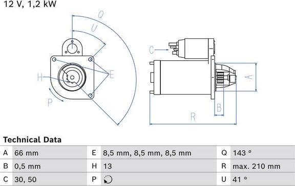 BOSCH 0 986 025 000 - Стартер parts5.com