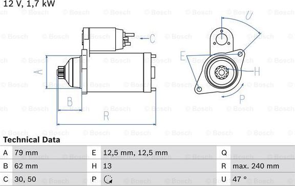 BOSCH 0 986 025 150 - Стартер parts5.com