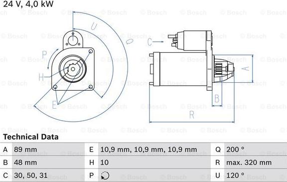 BOSCH 0 986 020 170 - Стартер parts5.com