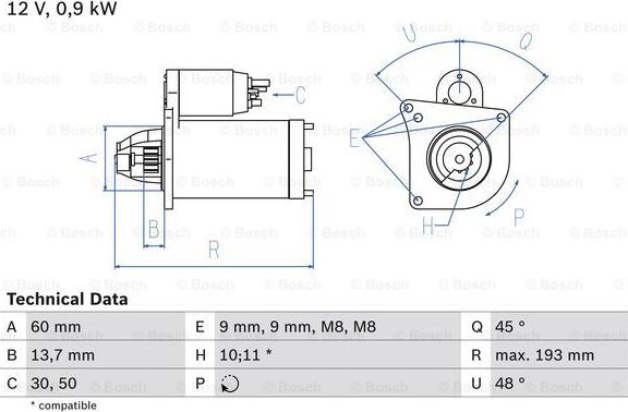 BOSCH 0 986 021 970 - Стартер parts5.com