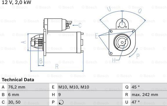 BOSCH 0 986 021 820 - Стартер parts5.com