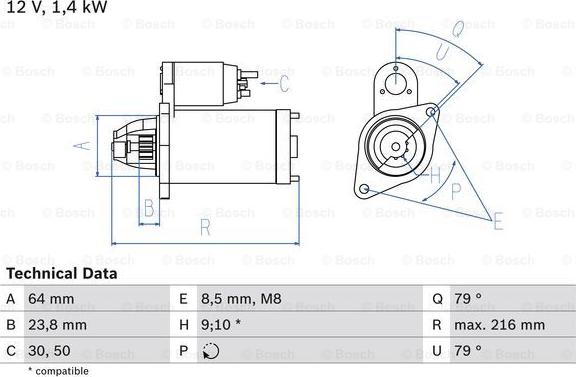 BOSCH 0 986 022 730 - Стартер parts5.com