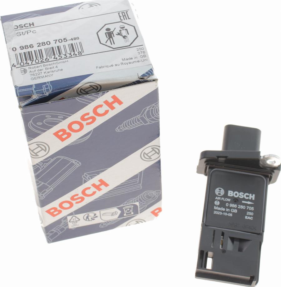 BOSCH 0 986 280 705 - Датчик потока, массы воздуха parts5.com