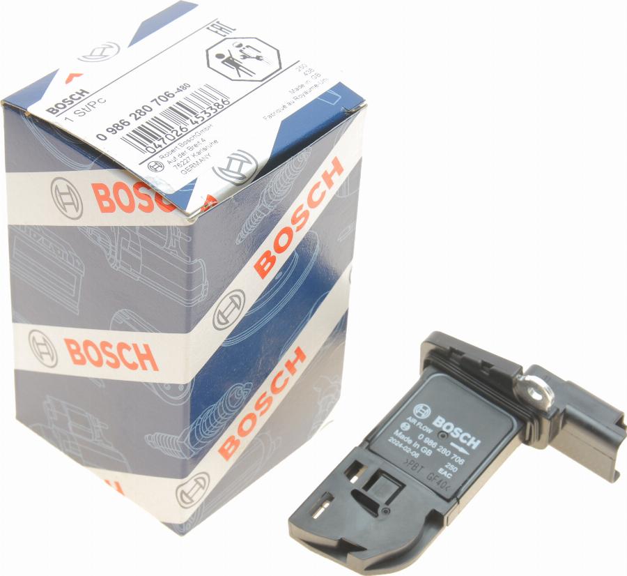 BOSCH 0 986 280 706 - Датчик потока, массы воздуха parts5.com