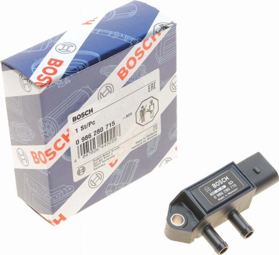 BOSCH 0 986 280 715 - Датчик, давление выхлопных газов parts5.com