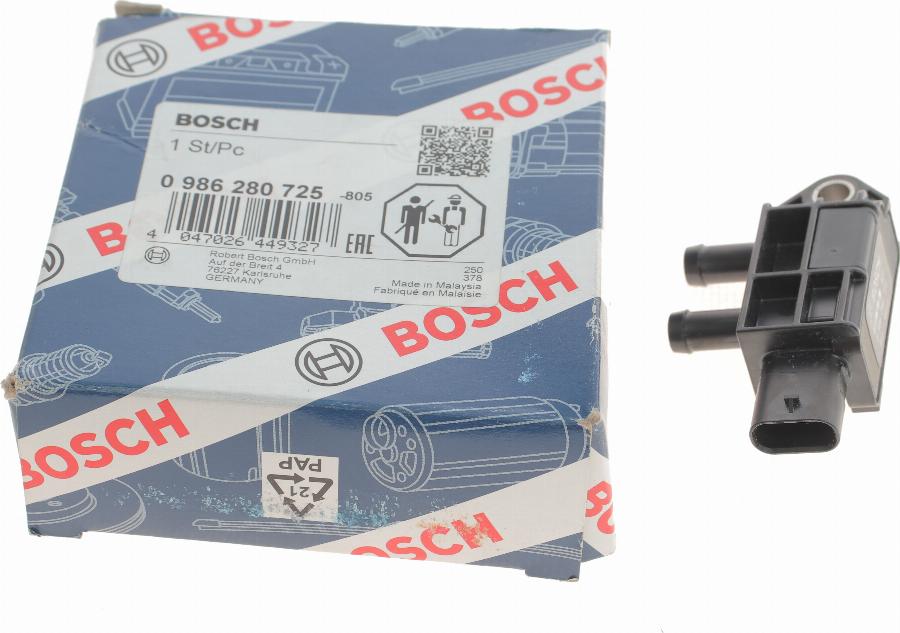 BOSCH 0 986 280 725 - Датчик, давление выхлопных газов parts5.com