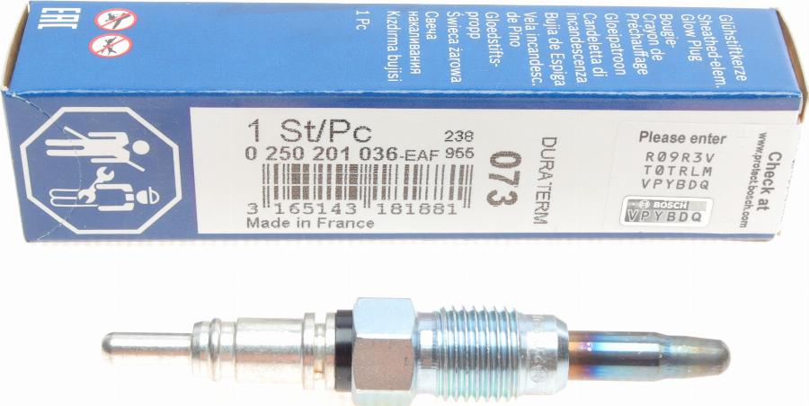 BOSCH 0 250 201 036 - Glow Plug parts5.com