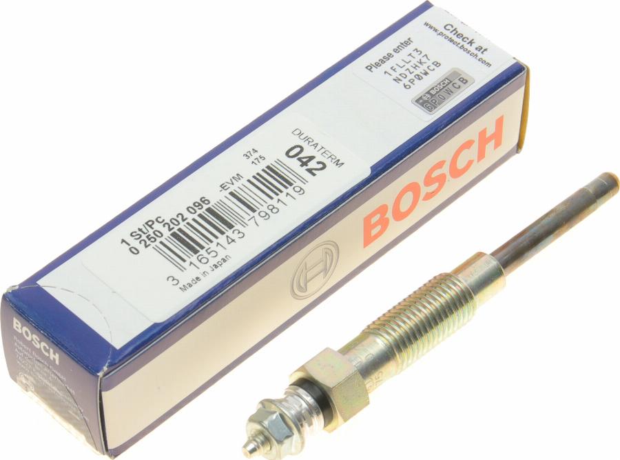 BOSCH 0 250 202 096 - Свеча накаливания parts5.com