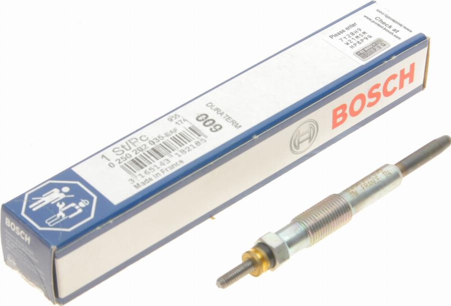 BOSCH 0 250 202 035 - Свеча накаливания parts5.com