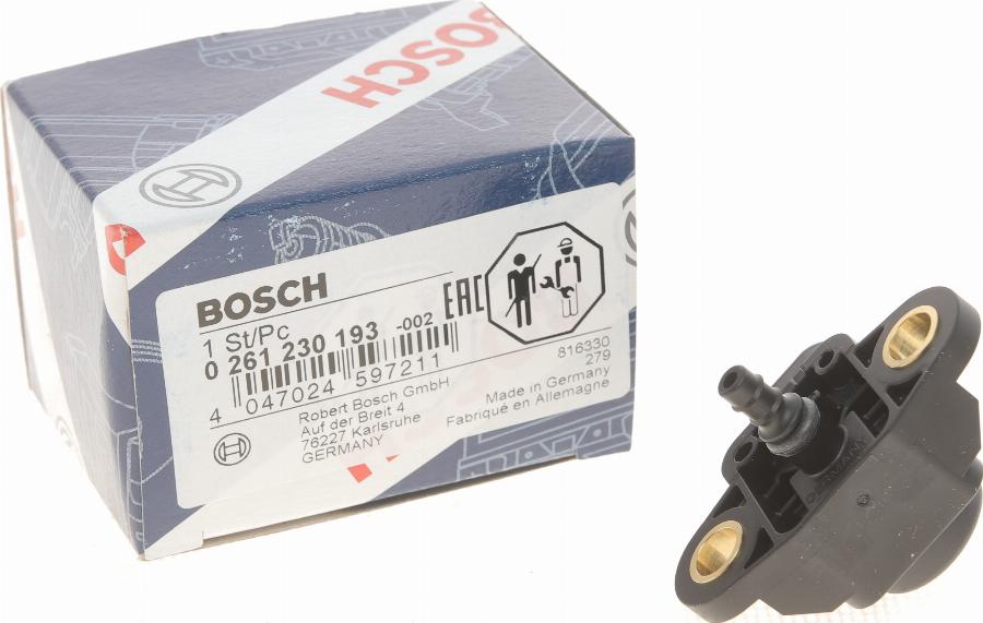 BOSCH 0 261 230 193 - Датчик, давление наддува parts5.com