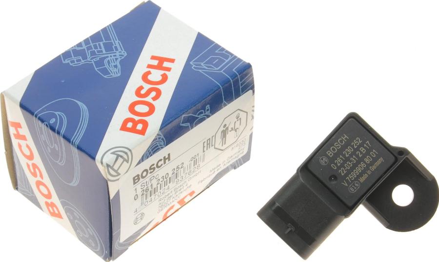 BOSCH 0 261 230 252 - Датчик, давление наддува parts5.com