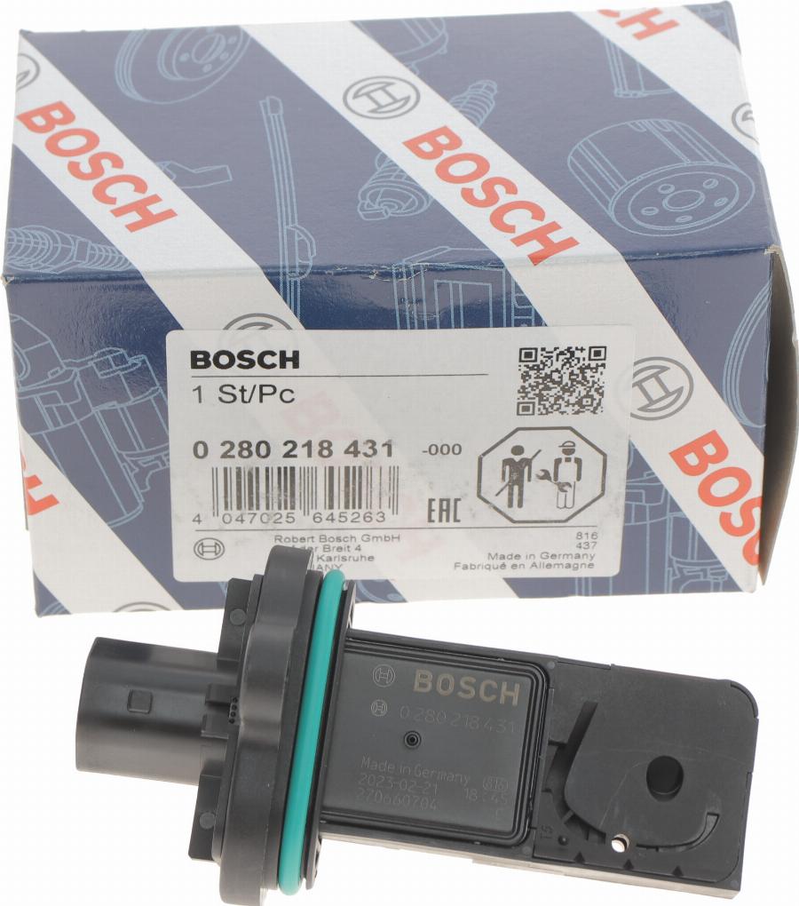 BOSCH 0 280 218 431 - Датчик потока, массы воздуха parts5.com