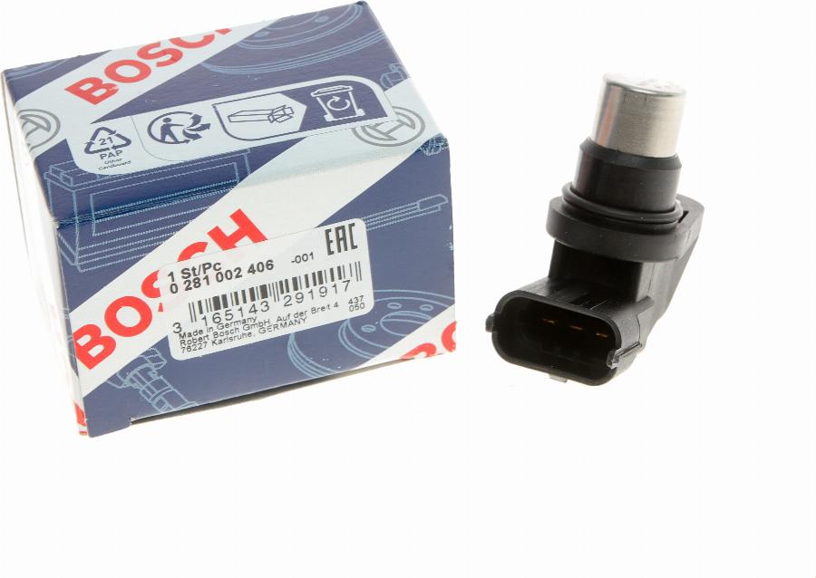 BOSCH 0 281 002 406 - Датчик, положение распределительного вала parts5.com