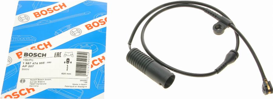 BOSCH 1 987 474 955 - Сигнализатор, износ тормозных колодок parts5.com